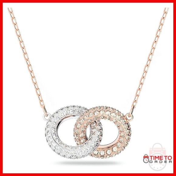 Sparkling Crystal Pendant Necklace Rose Gold Tone Chain 38cm